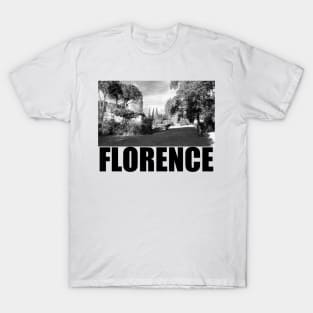 Florence Black and White Photography Travel Landscape (black text) T-Shirt